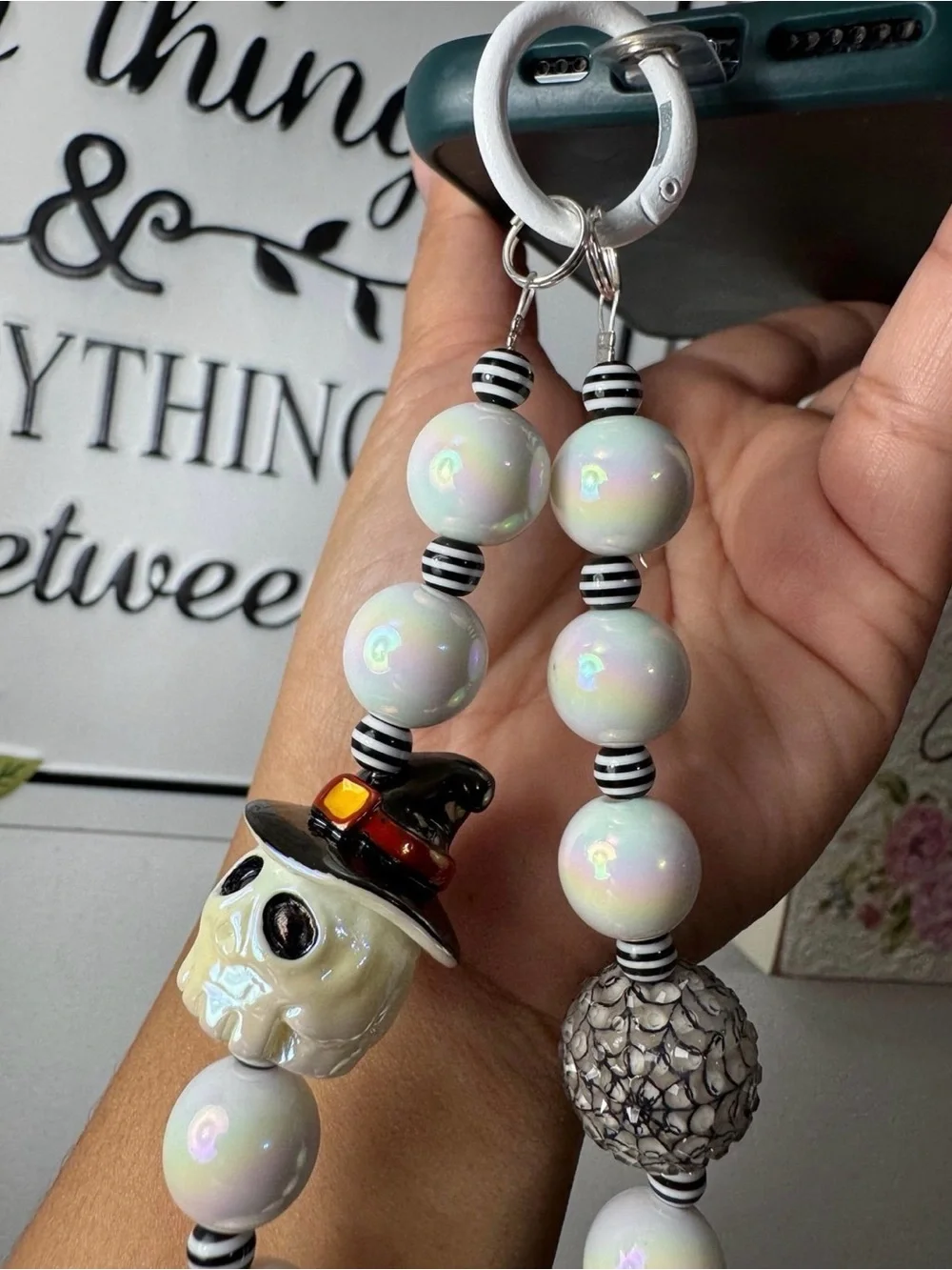 Halloween Skeleton Head Charm Phone/Key/Bag Chain #P631